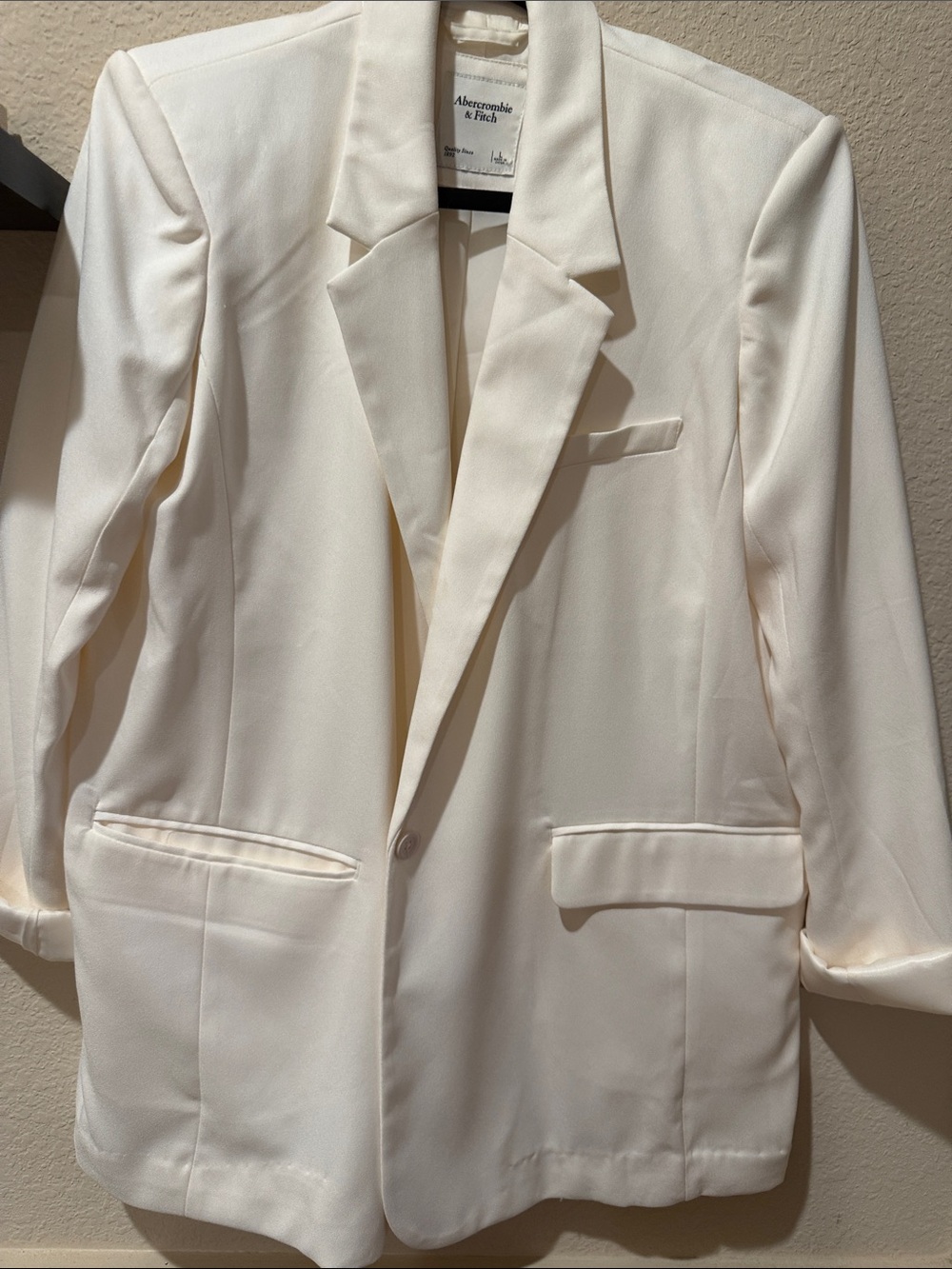 Abercrombie & Fitch Women's Ivory Single-Button Blazer